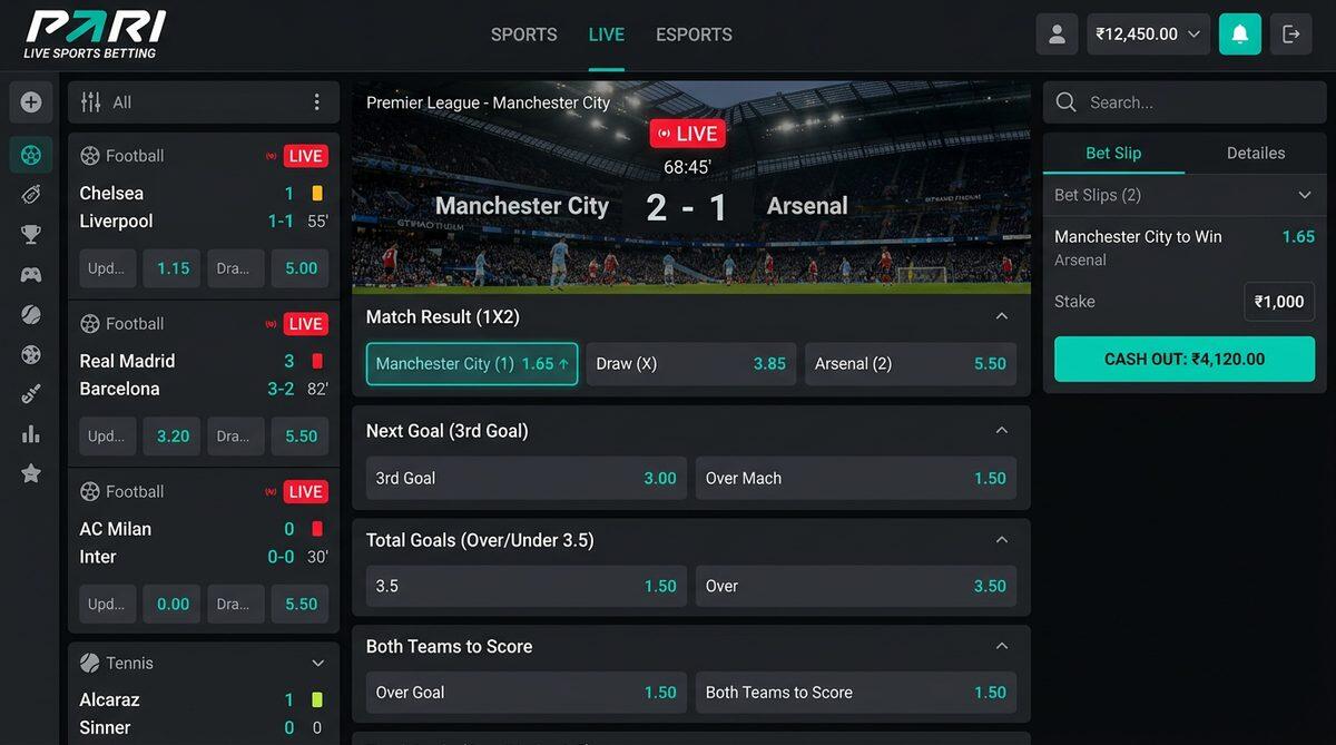 Live-ставки БК Пари в реальном времени — 2000+ событий ежедневно